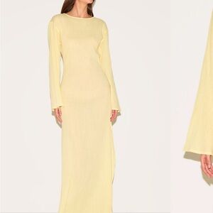Elegant Yellow Long Sleeve Dress